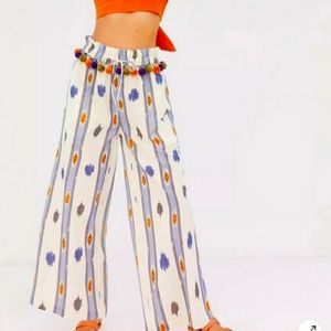 Anthropologie Free People Ollari Pom Pom Wide-Leg Pants Size Small